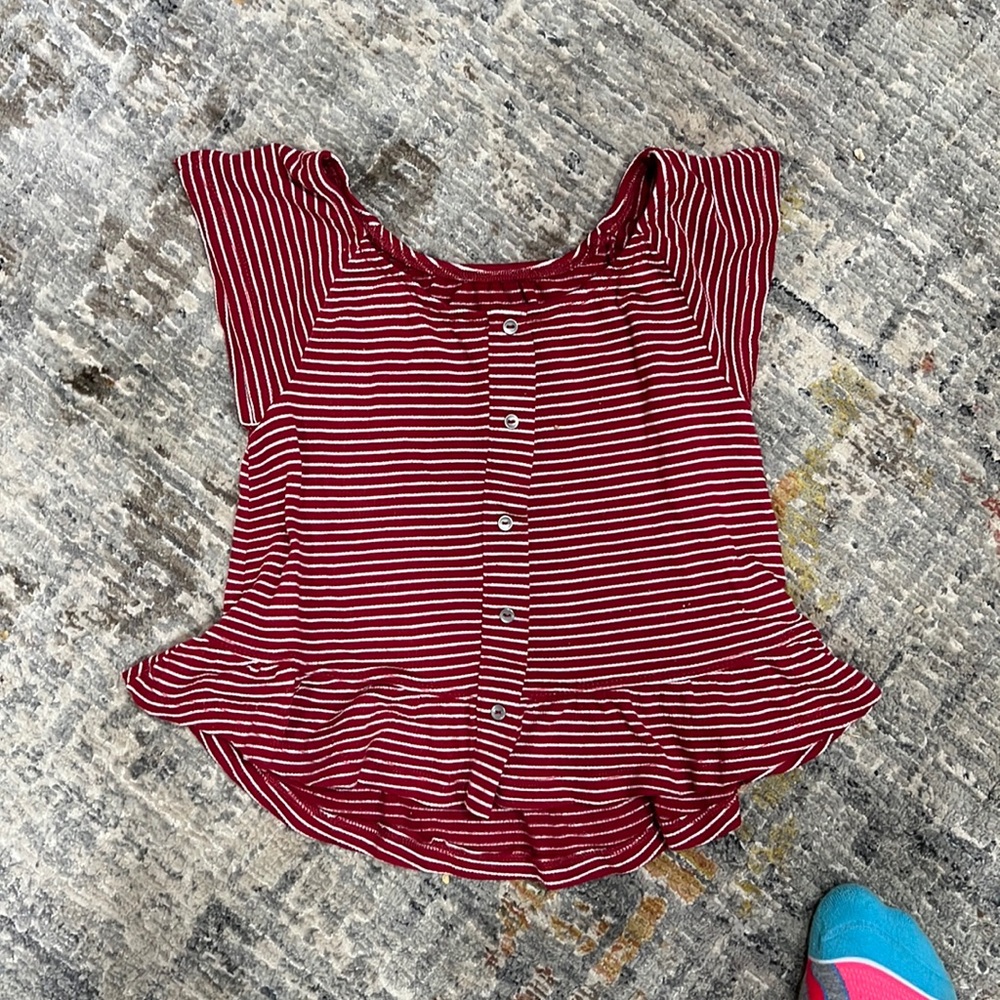 Girls Red Peplum Stripped Shirt